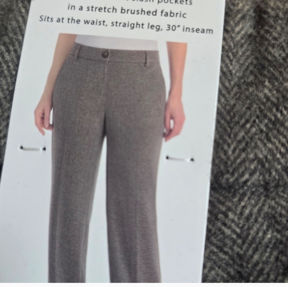 Hilary Radley Women's Front Slash Pockets Stretch Brushed Pants, New - Picture 6 of 6